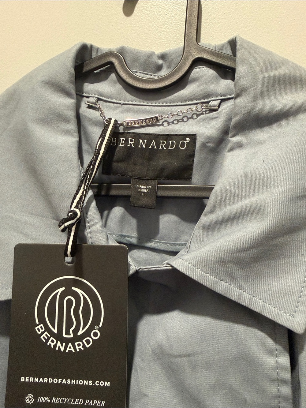 Bernardo Cotton Twill Trench Coat in Dusty Blue | Lightweight Trench Coat | Sz L - Picture 5 of 7
